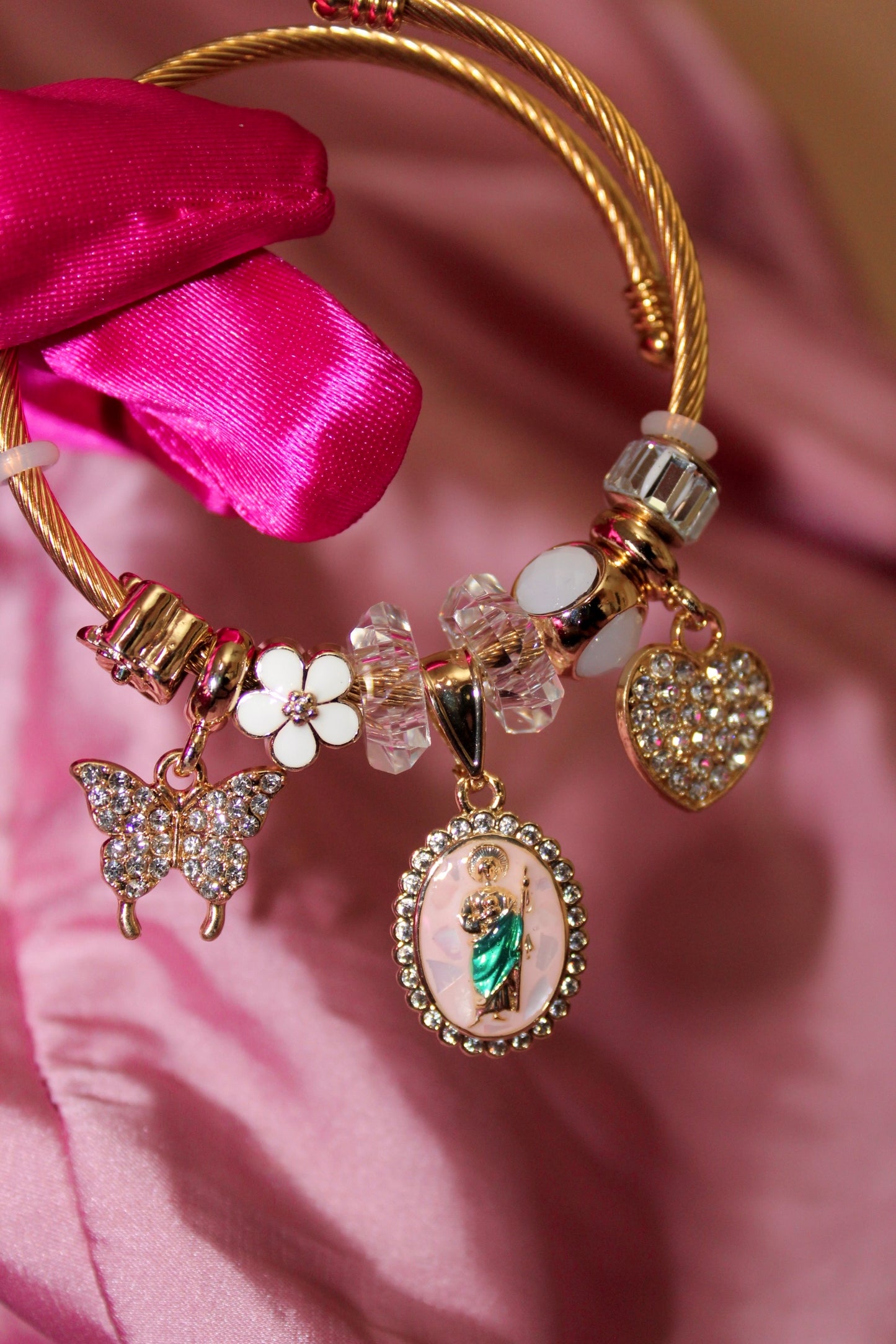 Pink San Judas Charm Bracelet