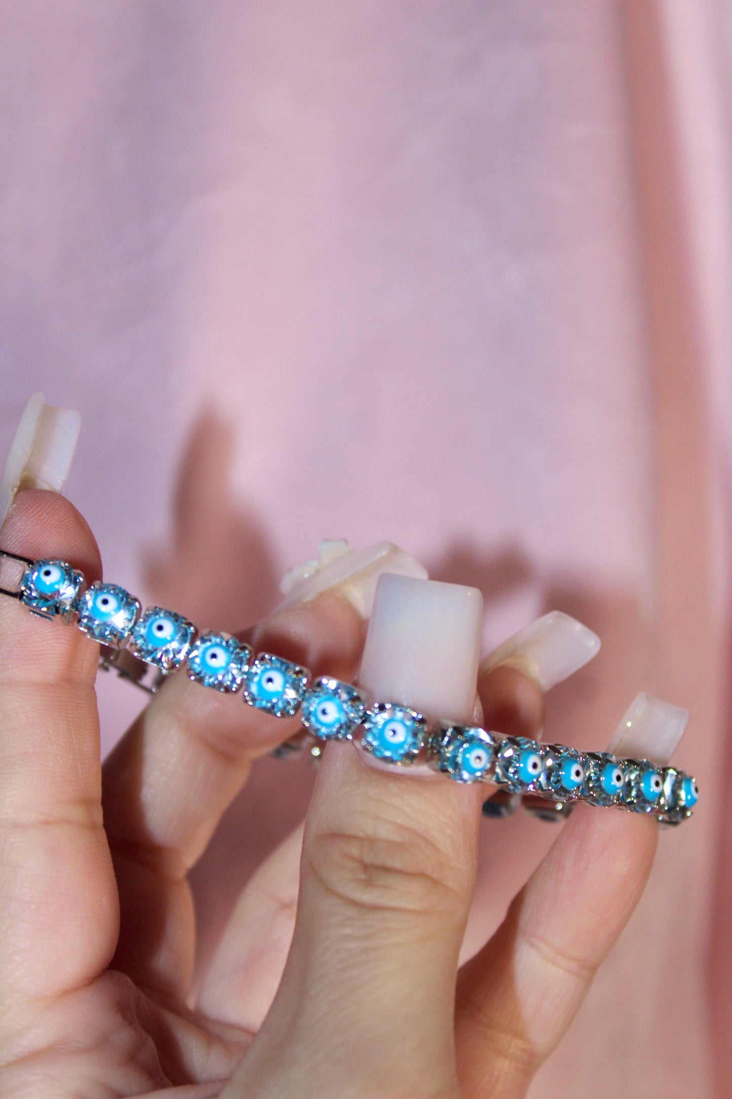 blue evil eye diamond bracelet