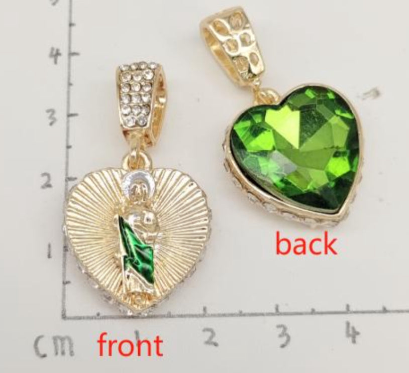 Heart shaped San Judas with Green heart