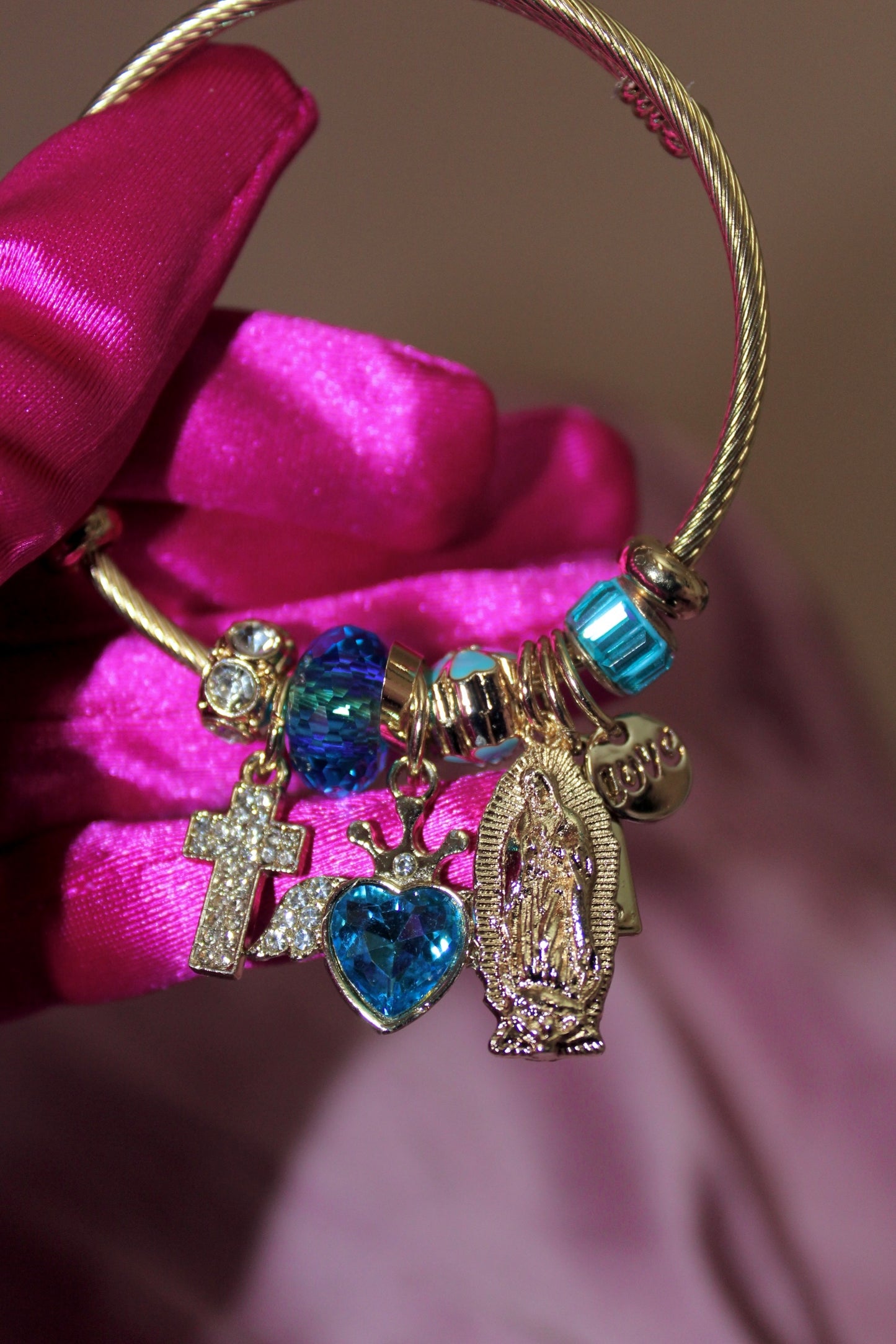 Blue Heart Virgencita charm bracelet