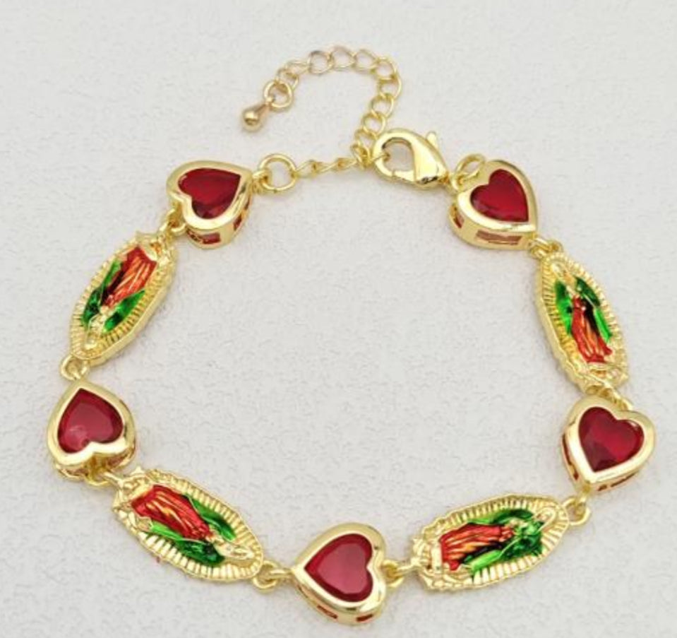 Red Hearts Virgencita Bracelet