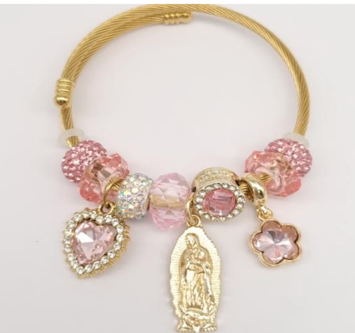 Pink Virgencita charm bracelet