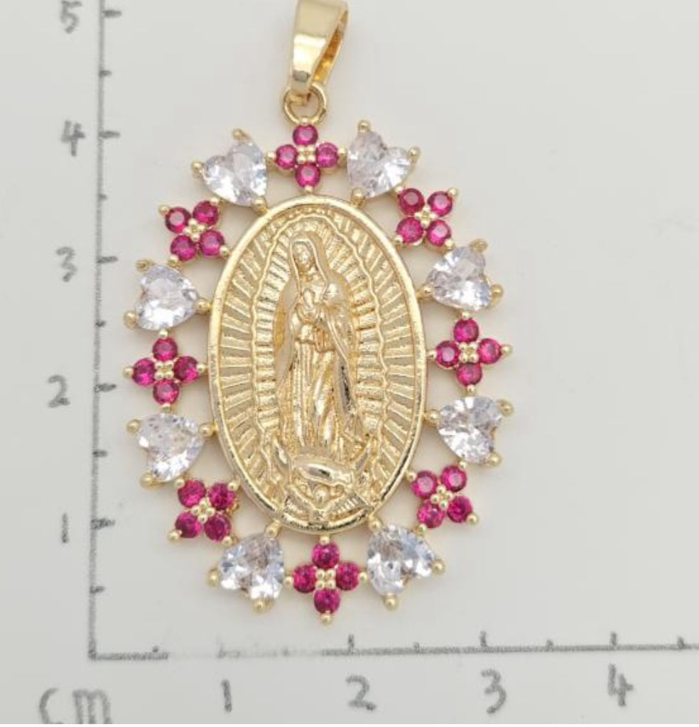 Pink/White , Gold Virgencita
