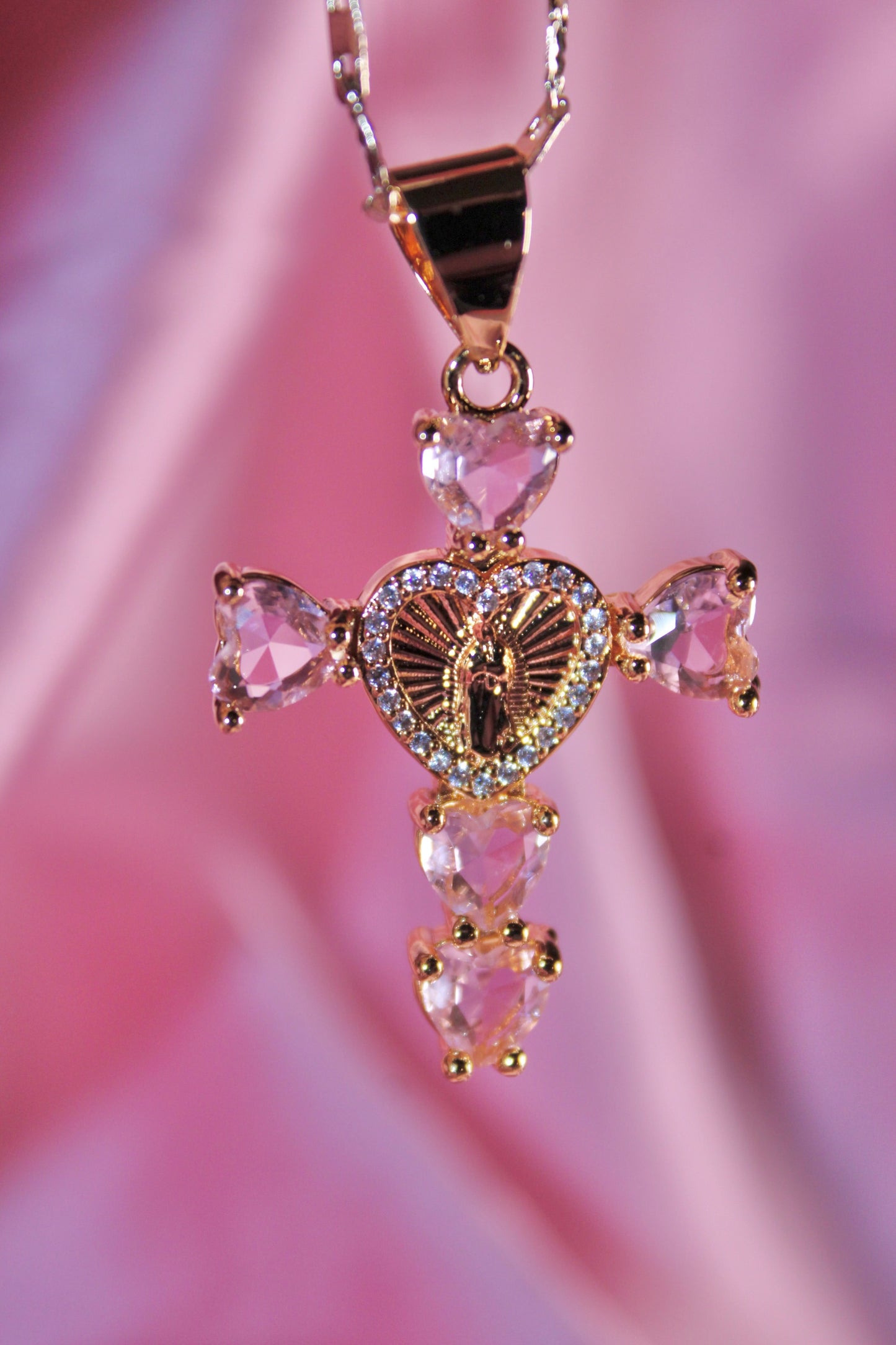 Pink heart shaped virgencita