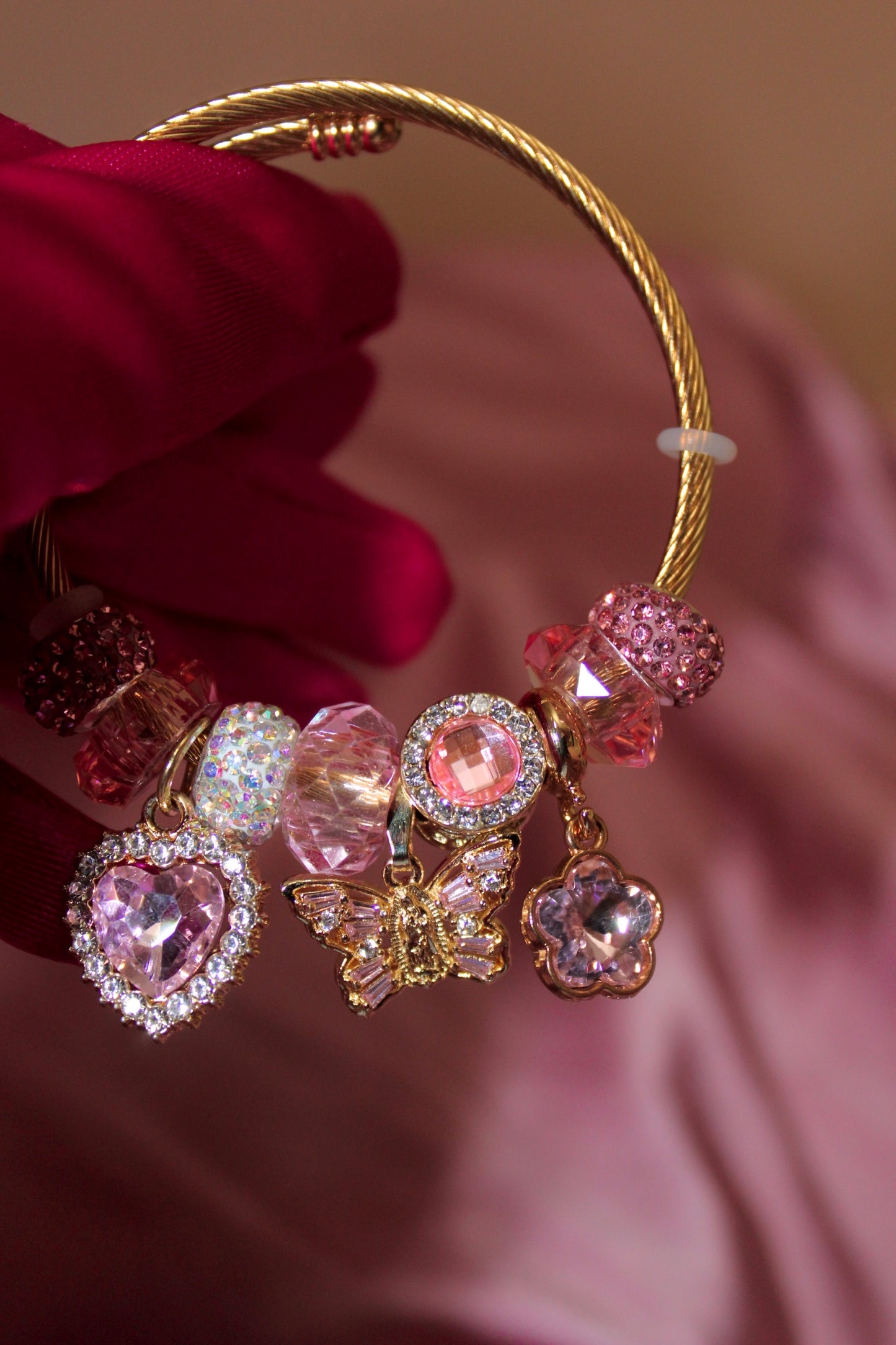 Pink/Purple Virgencita Butterfly charm bracelet