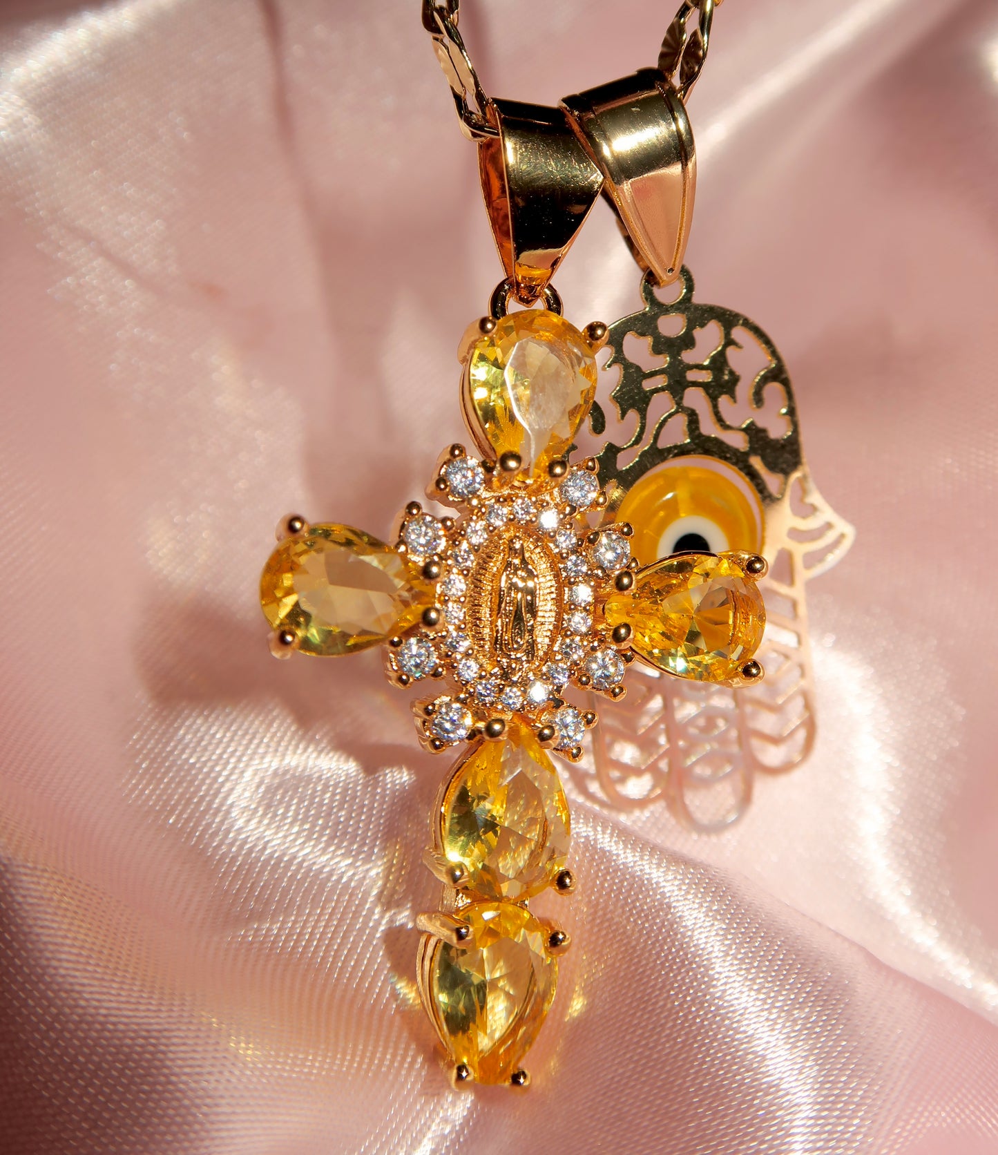 Yellow Cross with Yellow Evil eye