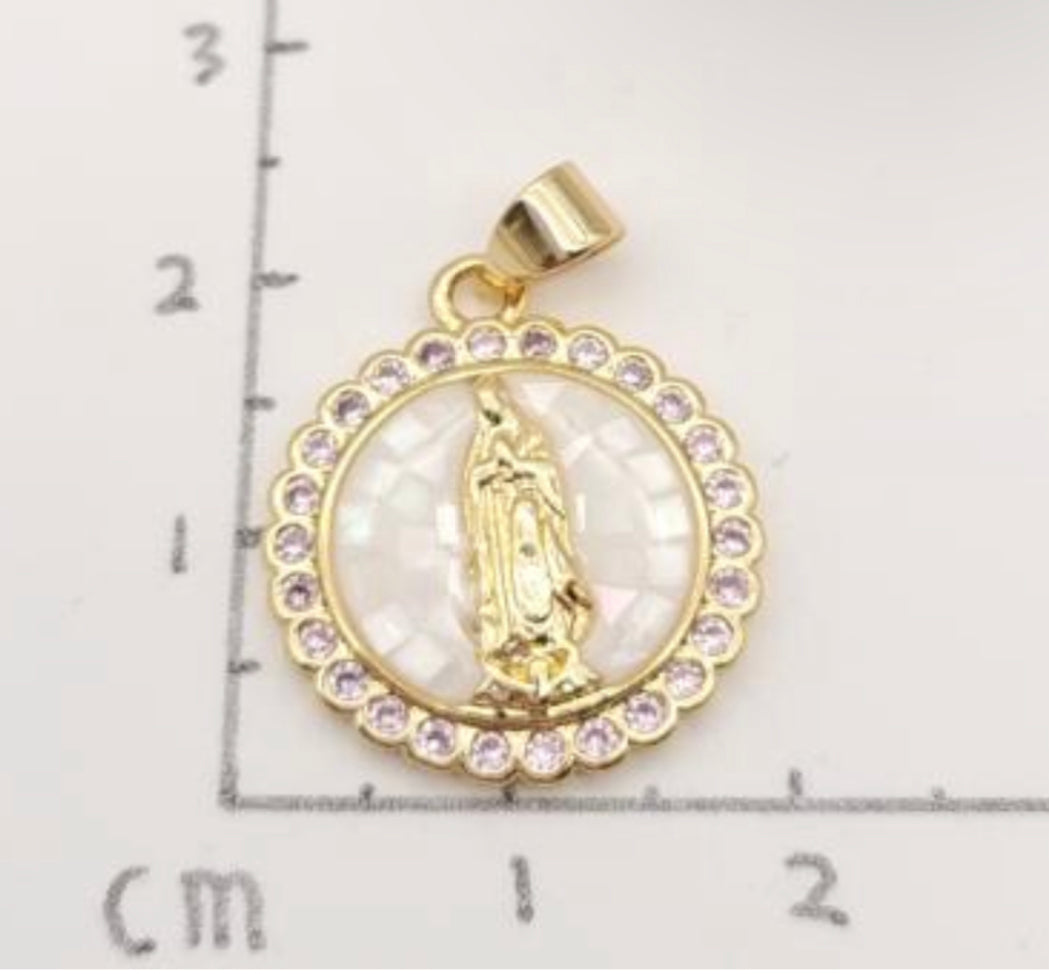 White/Pink virgencita necklace