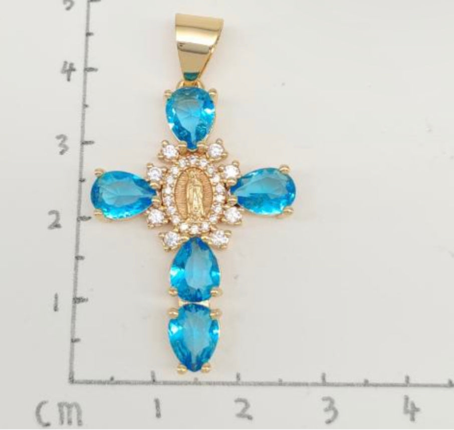 Blue Virgencita Cross