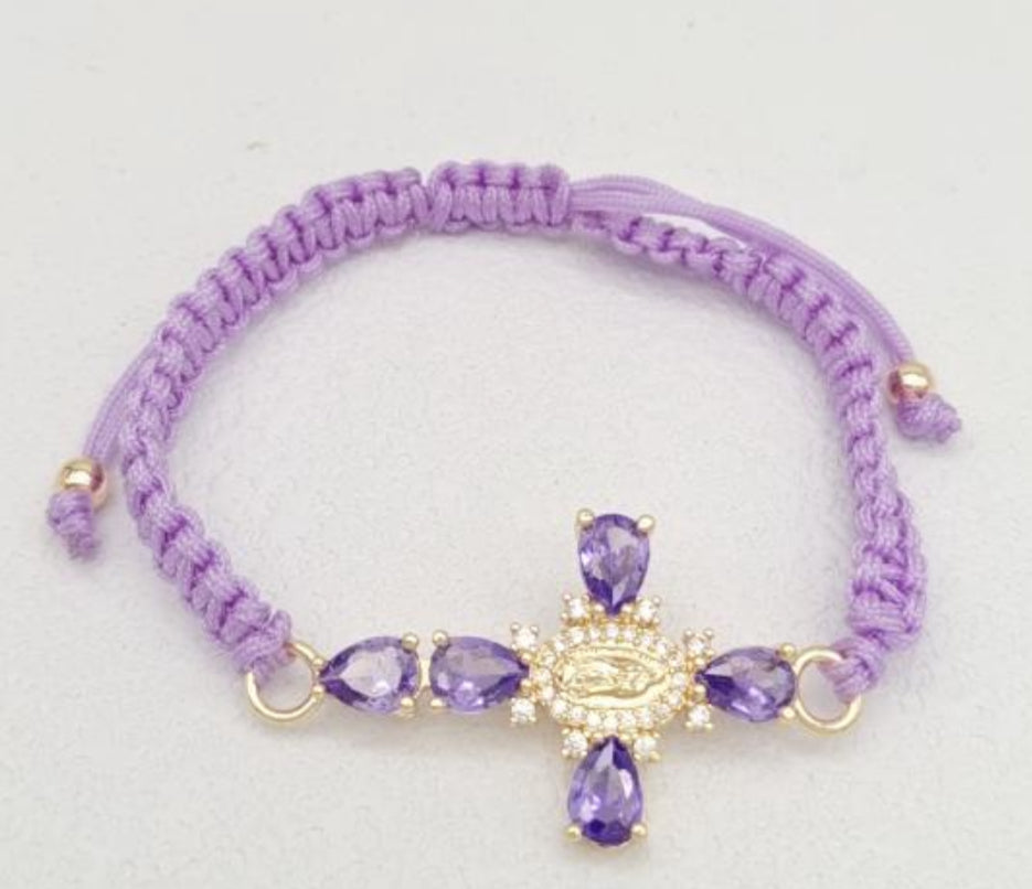 Purple Adjustable Virgencita bracelet
