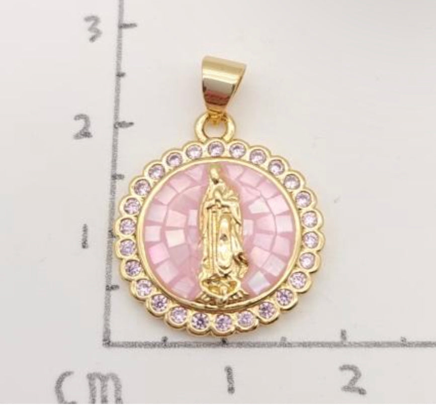 Pink virgencita necklace