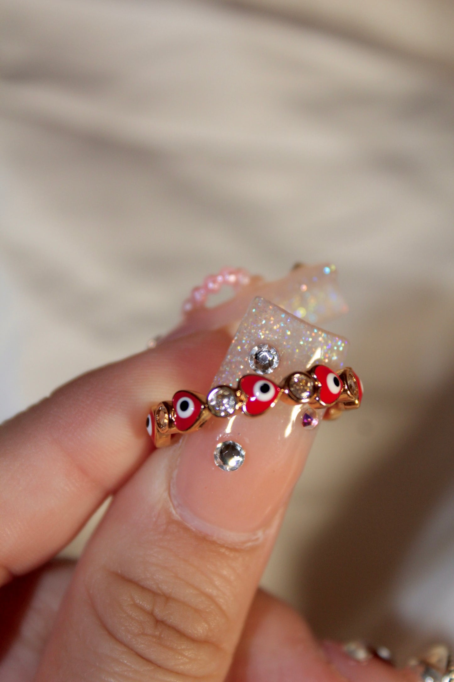 Red Evil Eye Ring ADJUSTABLE