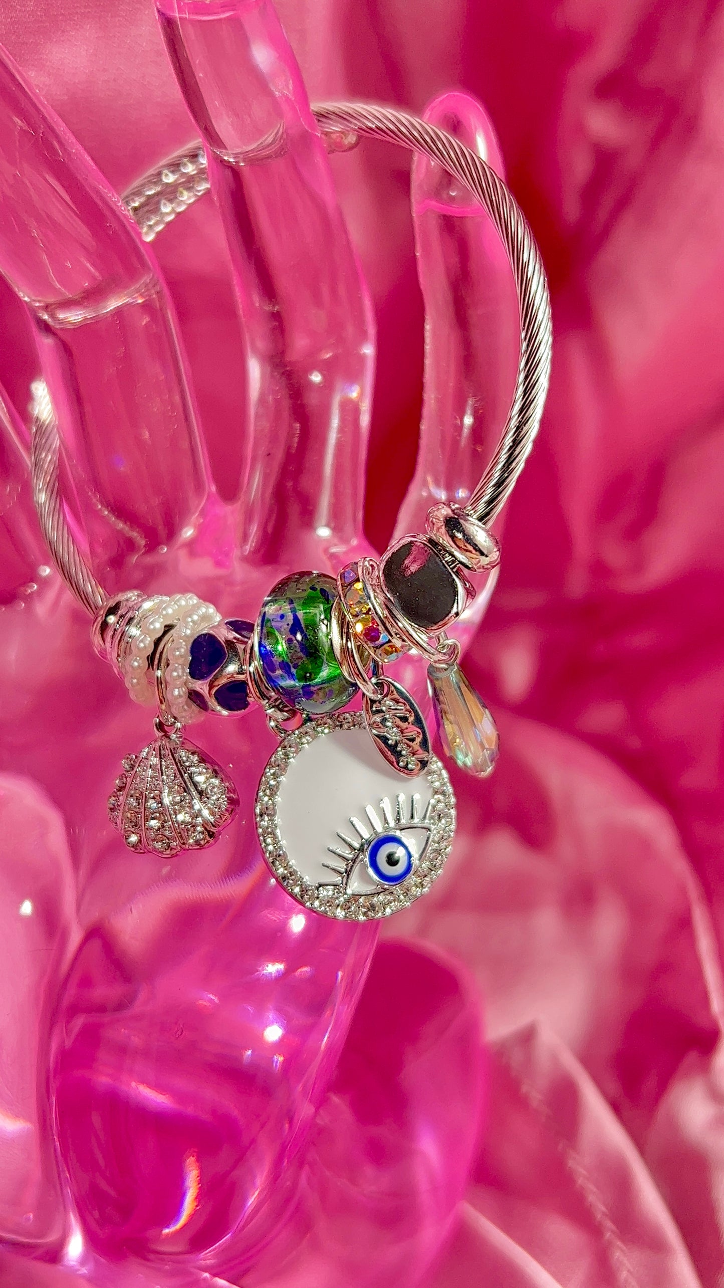 Blue/Silver Evil eye charm bracelet