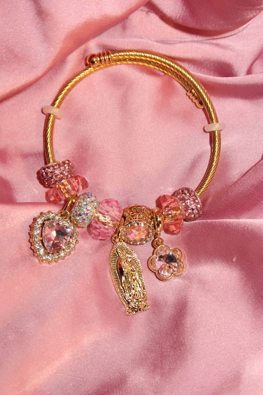 Pink Virgencita charm bracelet