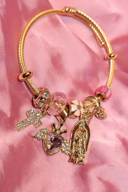 Pink Virgencita charm bracelet