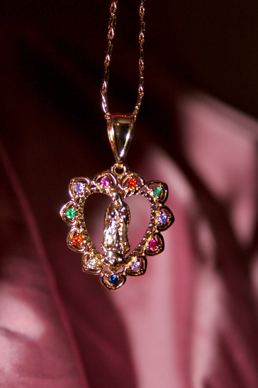 Colorful Virgencita heart