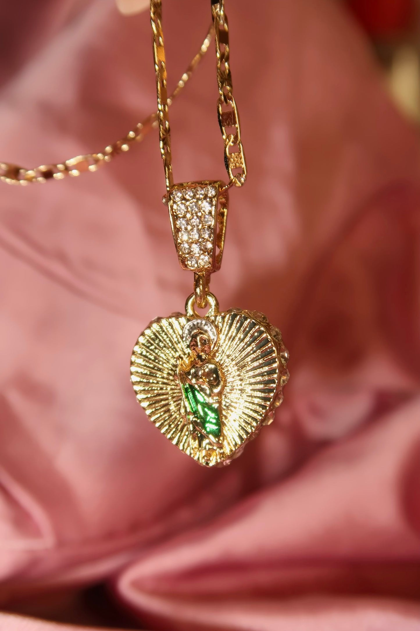 Heart shaped San Judas with Green heart