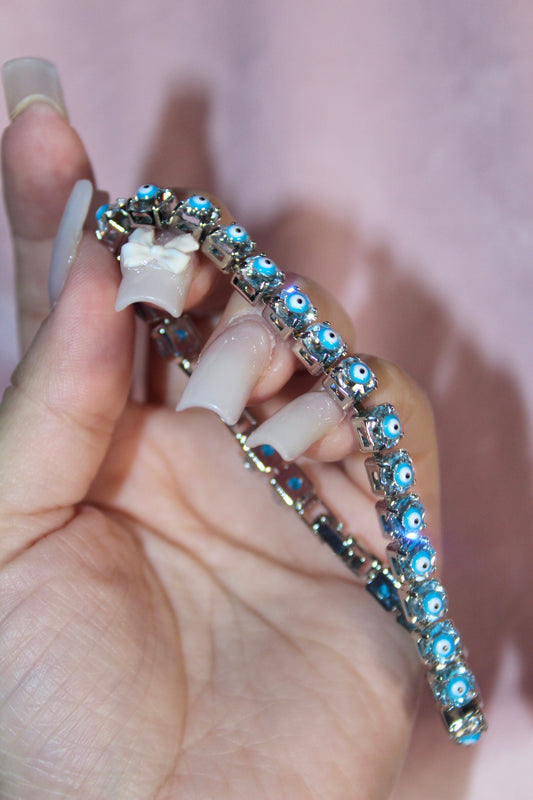 blue evil eye diamond bracelet