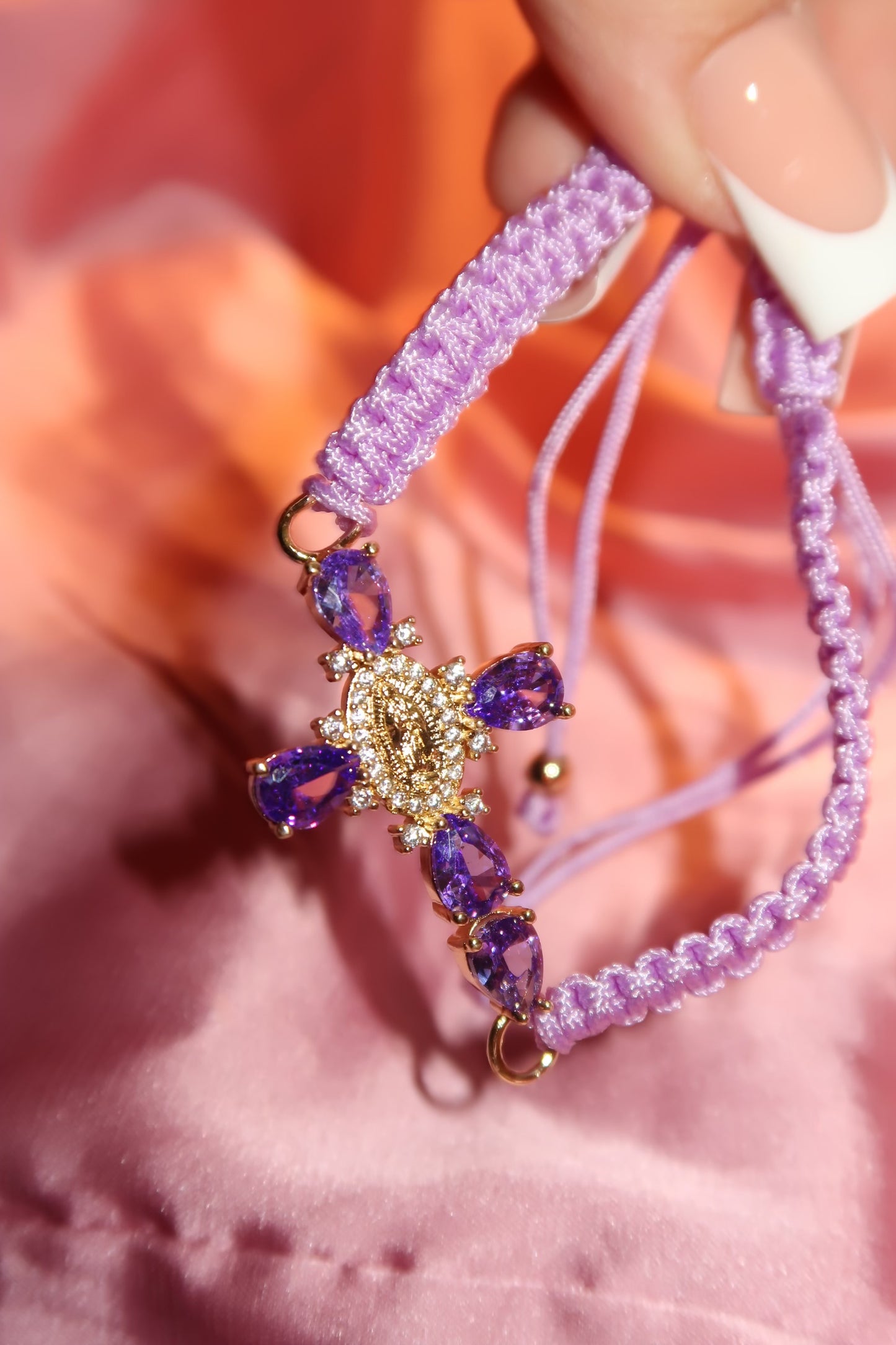 Purple Adjustable Virgencita bracelet