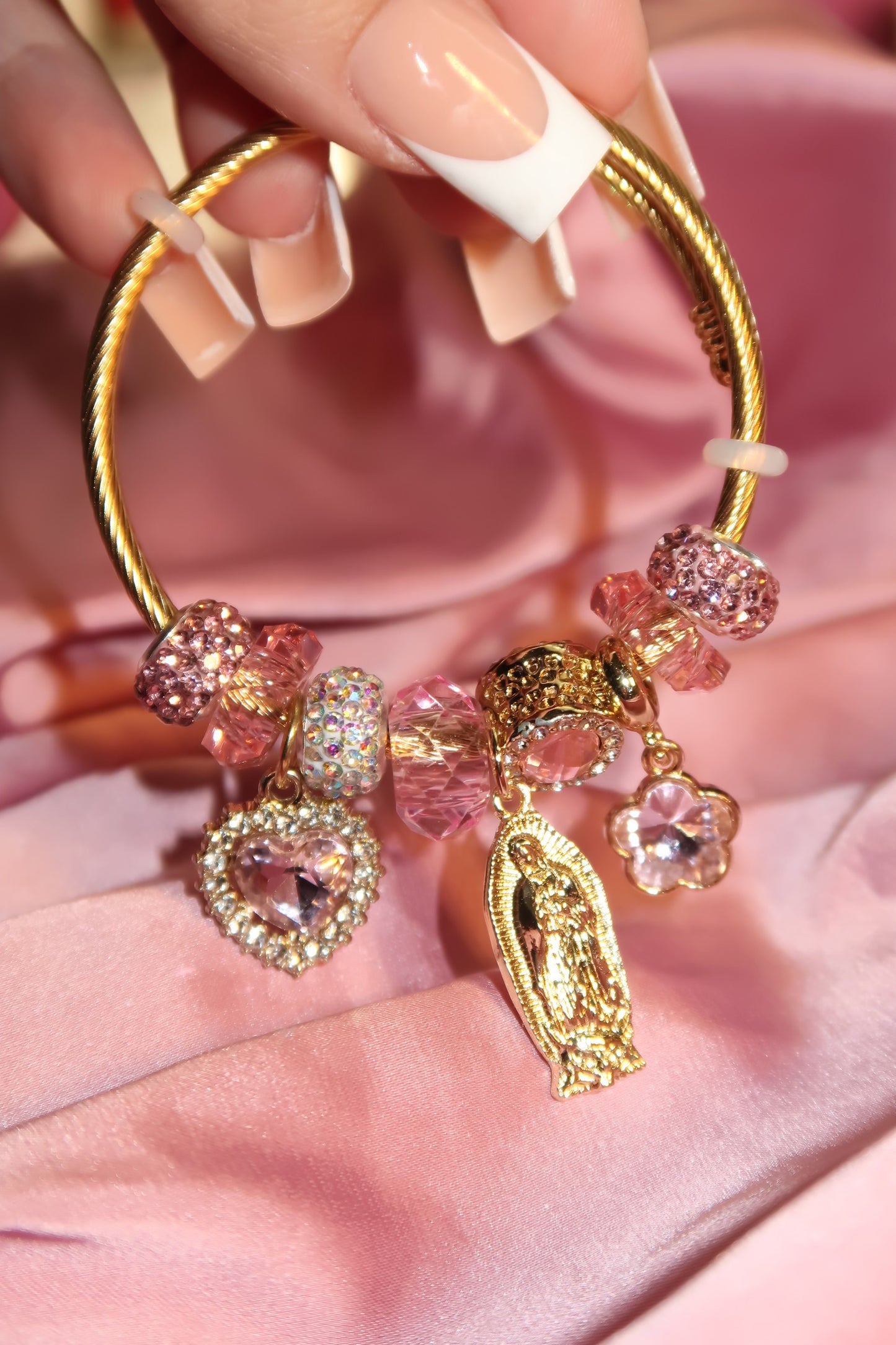 Pink Virgencita charm bracelet