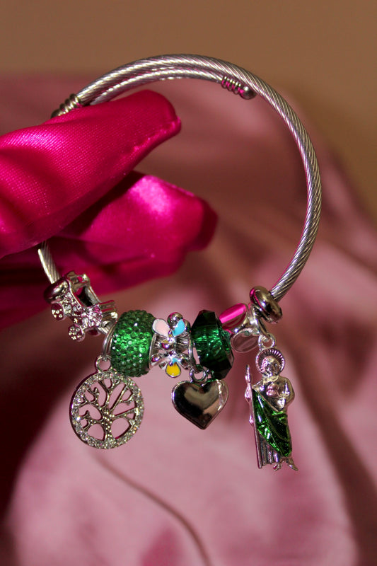 Silver/Green San Judas Bracelet
