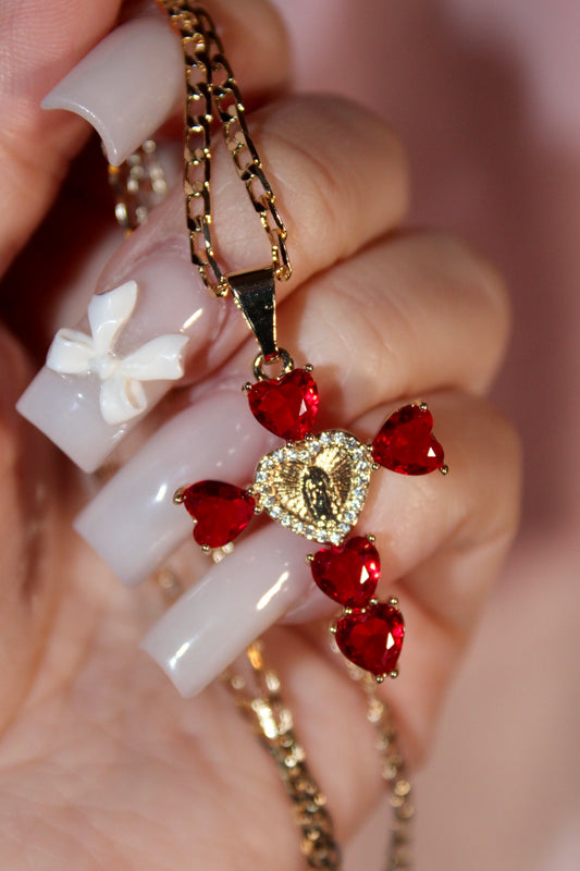 Red Hearts Cross Virgencita