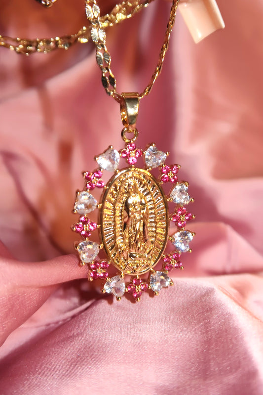 Pink/White , Gold Virgencita