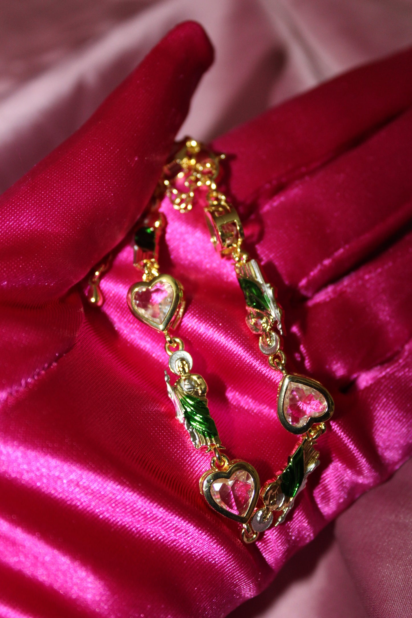 San Judas Bracelet with White hearts