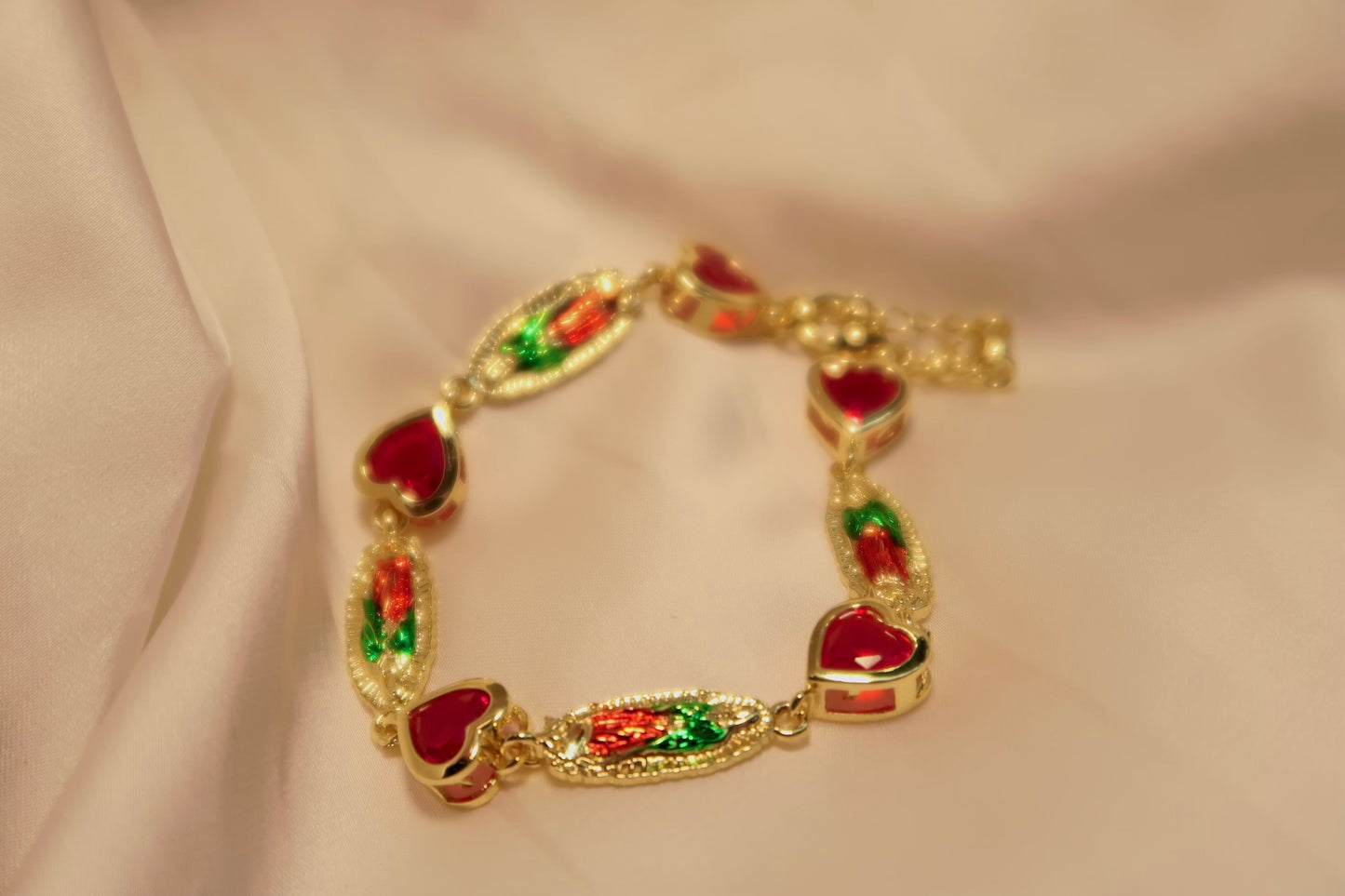 Red Hearts Virgencita Bracelet