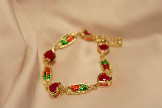 Red Hearts Virgencita Bracelet
