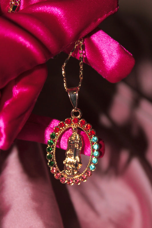 Colorful virgencita necklace