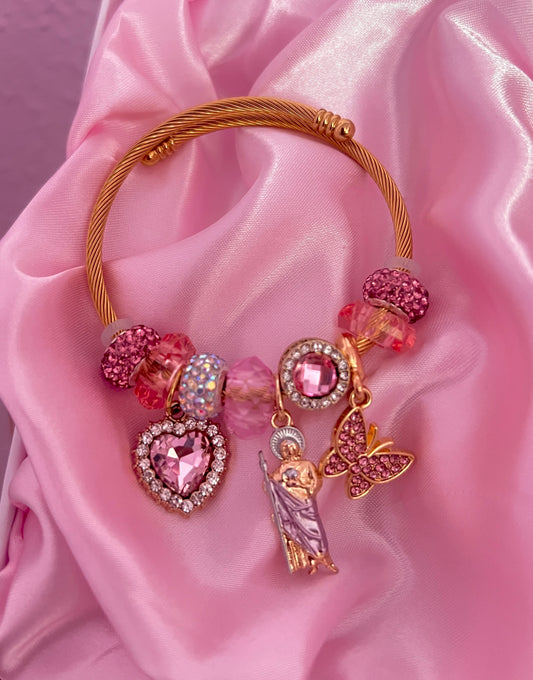 San Judas Pink Charm Bracelet
