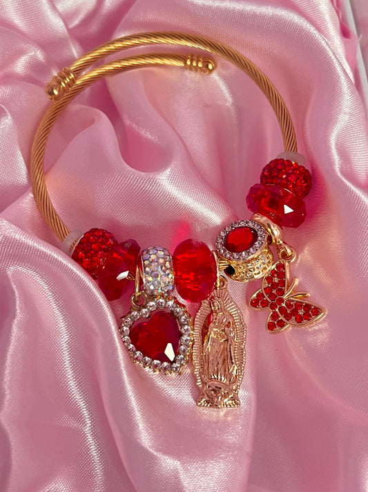 Virgencita red charm bracelet