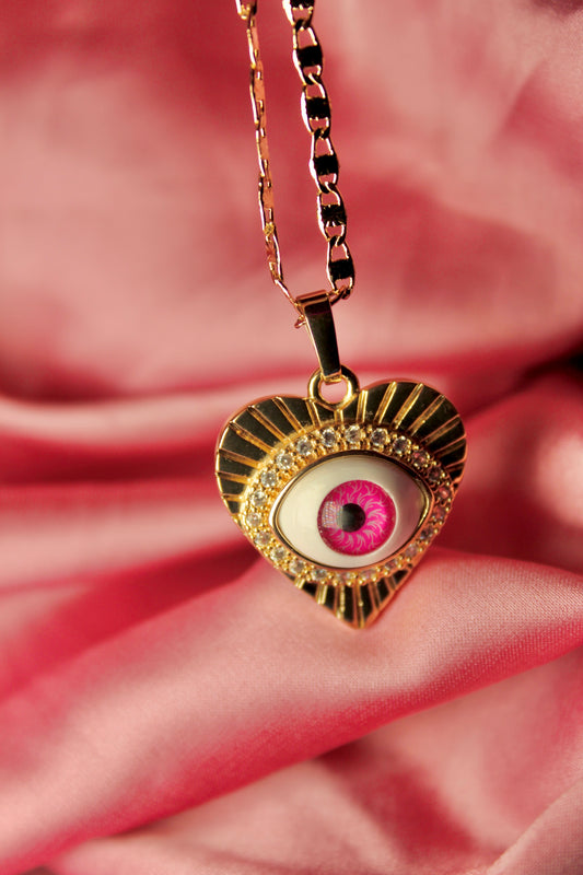 Heart pink evil eye