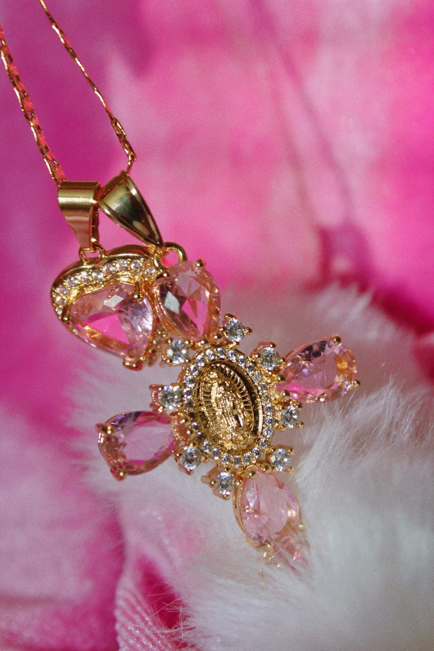 Pink Cross with pink heart