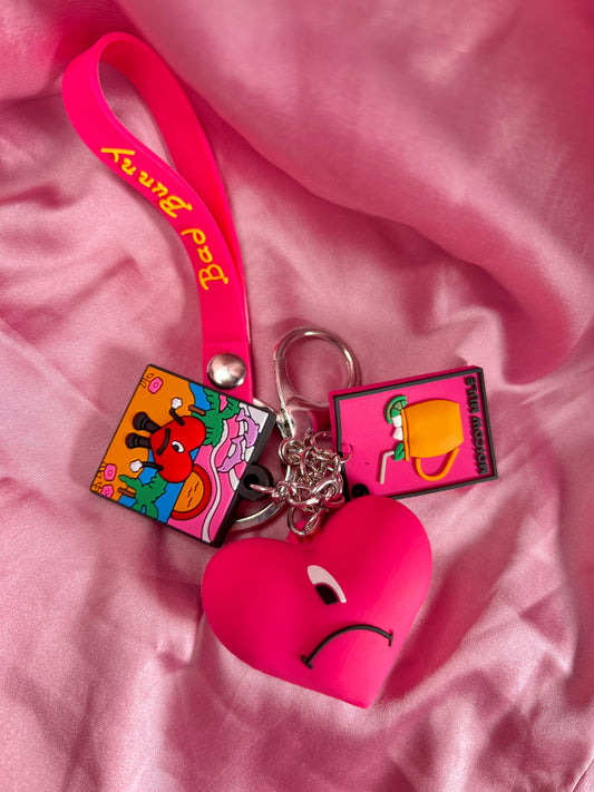 Hot pink bad bunny keychain