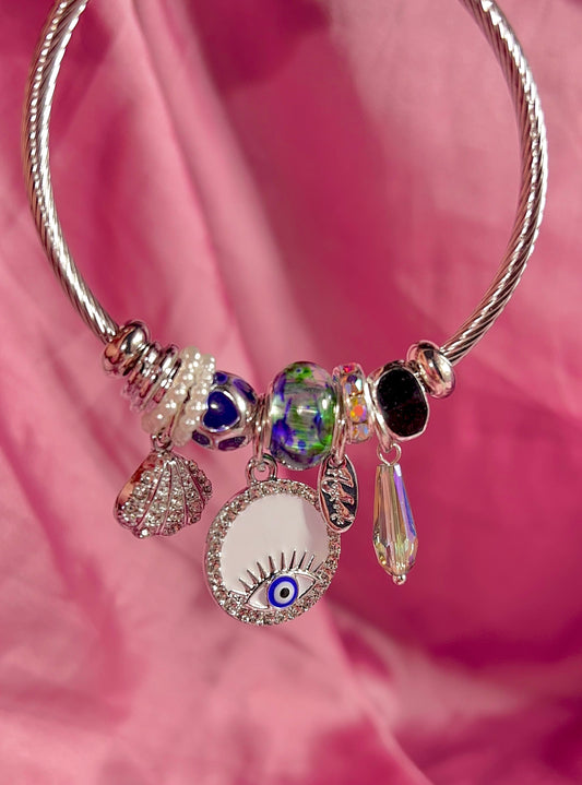 Blue/Silver Evil eye charm bracelet